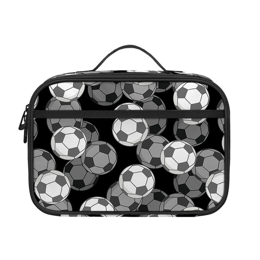 Black And White Soccer Ball Print Portable Lunch Bag