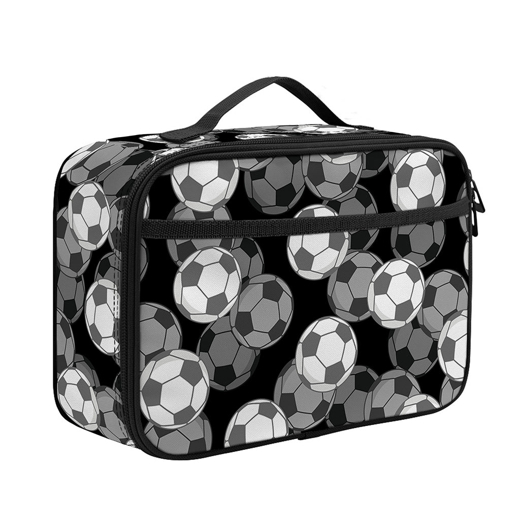 Black And White Soccer Ball Print Portable Lunch Bag