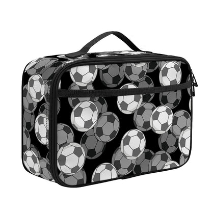 Black And White Soccer Ball Print Portable Lunch Bag