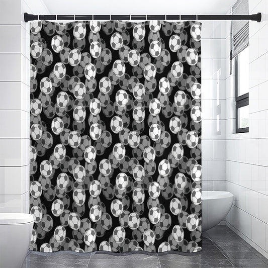 Black And White Soccer Ball Print Premium Shower Curtain
