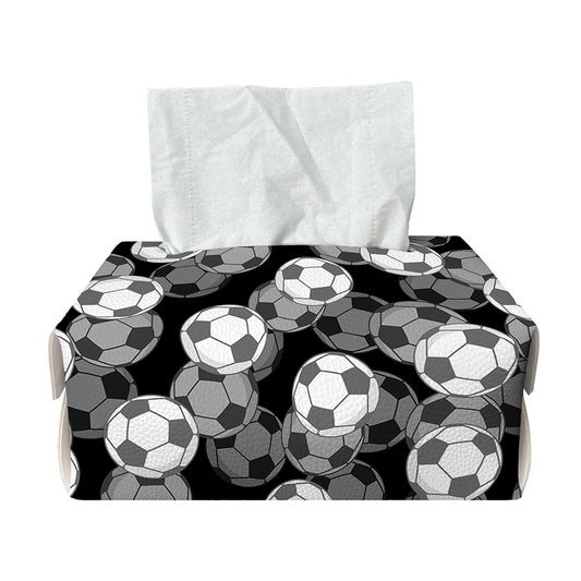 Black And White Soccer Ball Print Rectangle Tissue Box Cover