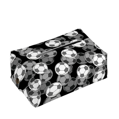 Black And White Soccer Ball Print Rectangle Tissue Box Cover
