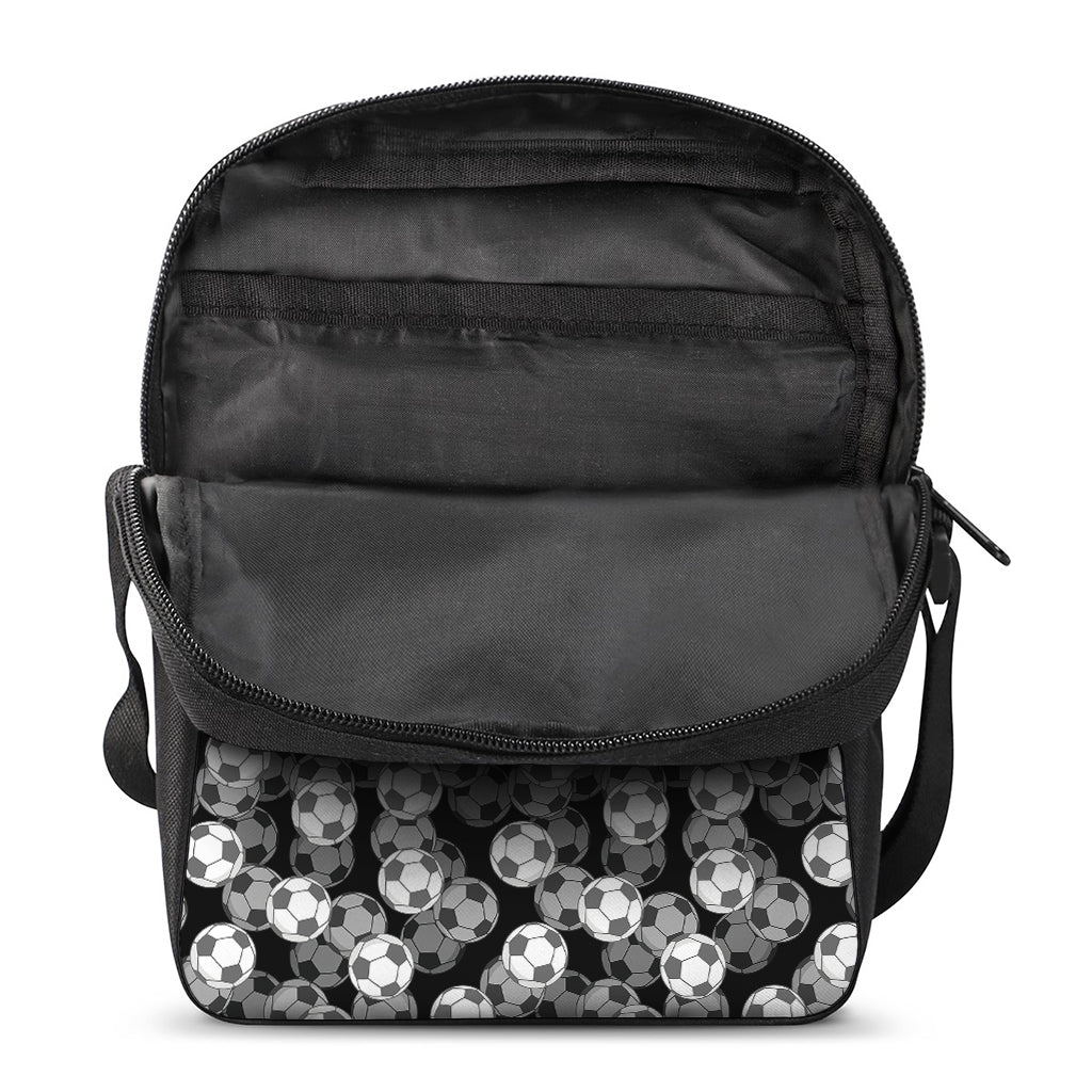 Black And White Soccer Ball Print Rectangular Crossbody Bag