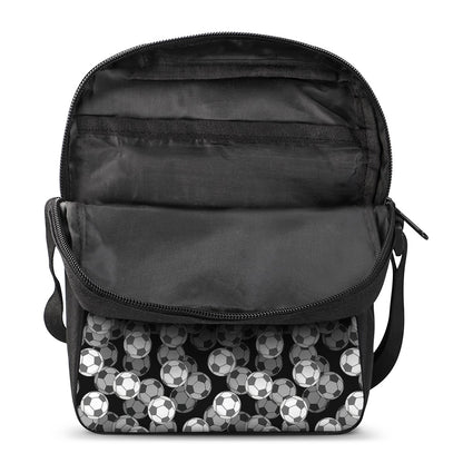 Black And White Soccer Ball Print Rectangular Crossbody Bag