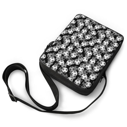 Black And White Soccer Ball Print Rectangular Crossbody Bag