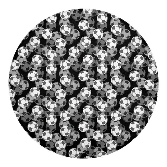 Black And White Soccer Ball Print Round Blanket