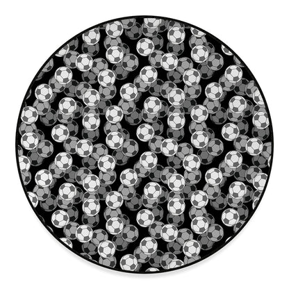 Black And White Soccer Ball Print Round Floor Mat