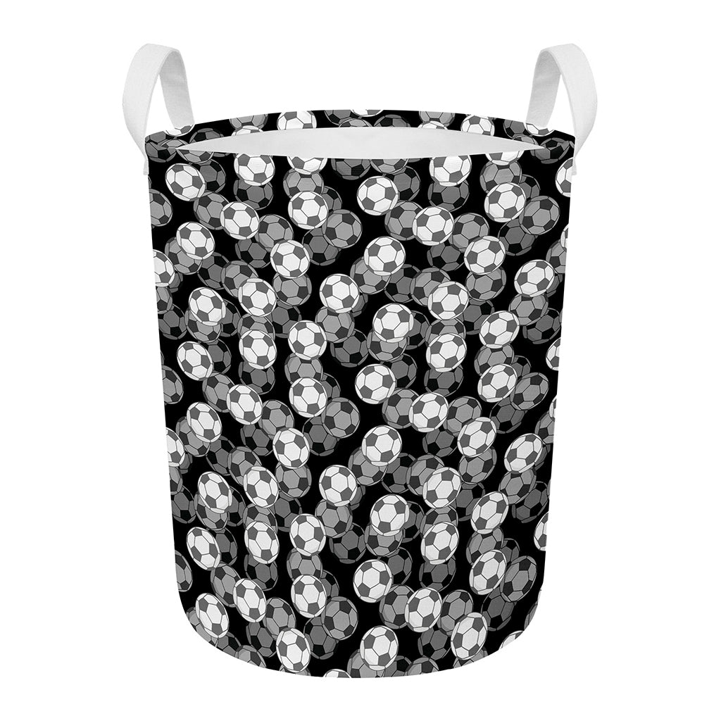 Black And White Soccer Ball Print Round Laundry Basket