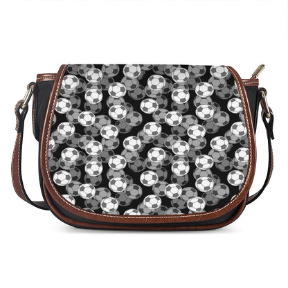 Black And White Soccer Ball Print Saddle Bag