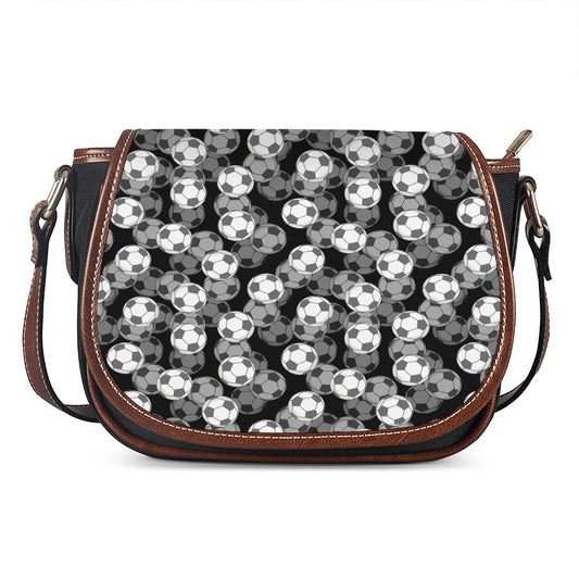 Black And White Soccer Ball Print Saddle Bag