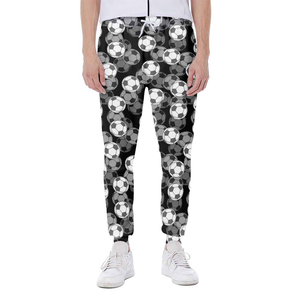 Black And White Soccer Ball Print Scuba Joggers