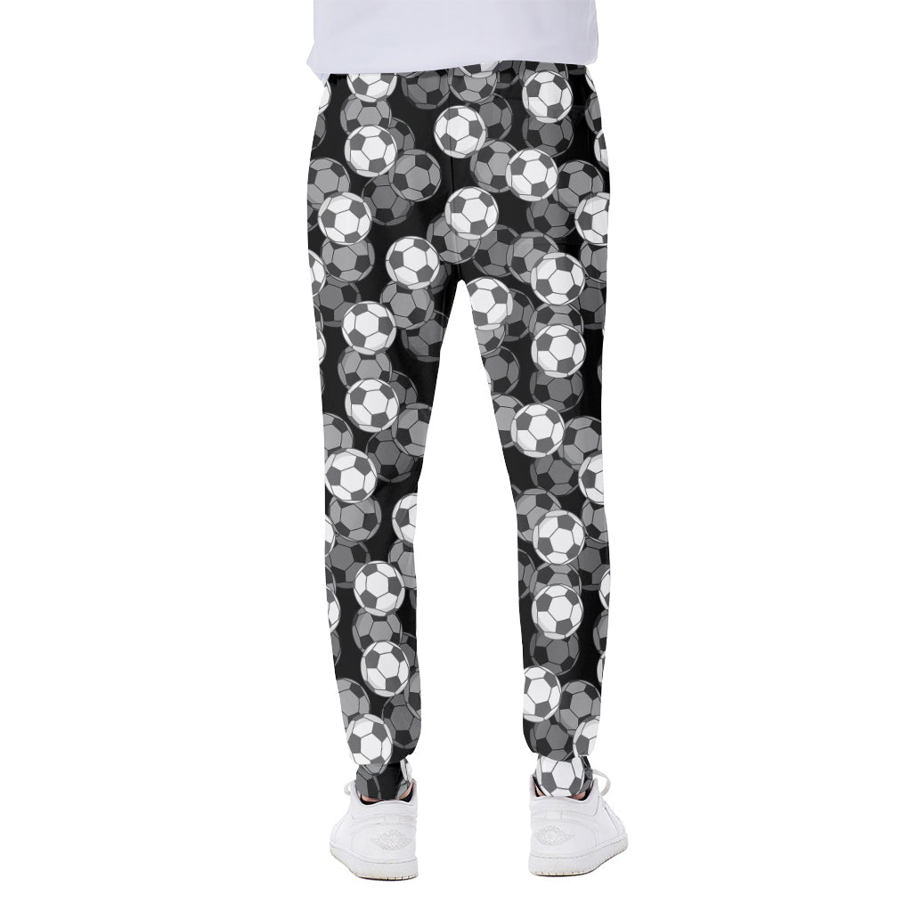 Black And White Soccer Ball Print Scuba Joggers