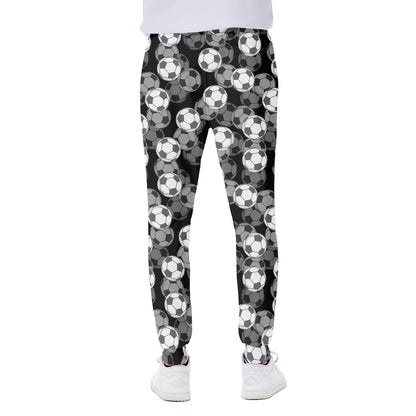 Black And White Soccer Ball Print Scuba Joggers