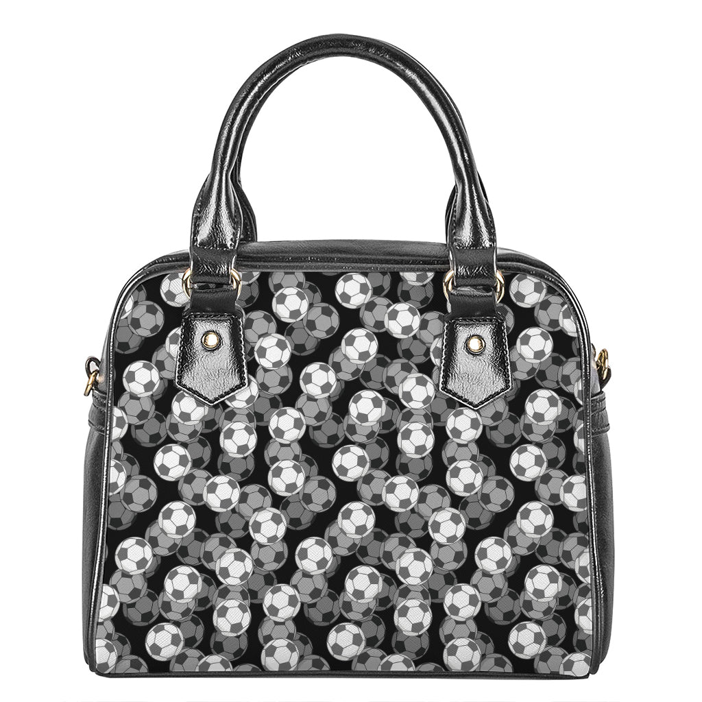 Black And White Soccer Ball Print Shoulder Handbag