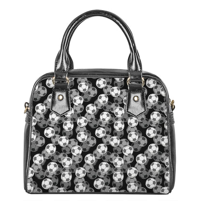 Black And White Soccer Ball Print Shoulder Handbag