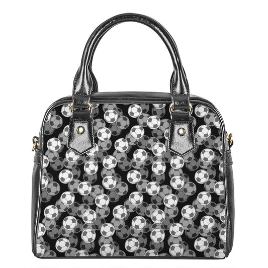 Black And White Soccer Ball Print Shoulder Handbag