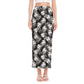 Black And White Soccer Ball Print Side Slit Maxi Skirt