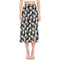 Black And White Soccer Ball Print Side Slit Midi Skirt