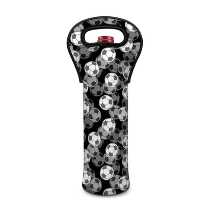 Black And White Soccer Ball Print Single Neoprene Wine Tote