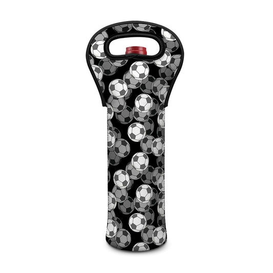 Black And White Soccer Ball Print Single Neoprene Wine Tote