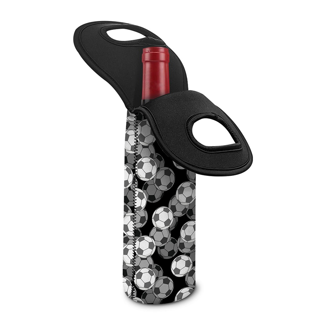 Black And White Soccer Ball Print Single Neoprene Wine Tote