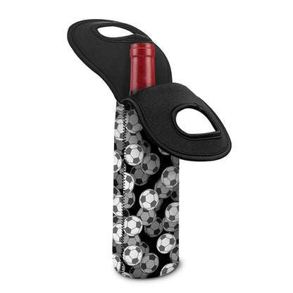 Black And White Soccer Ball Print Single Neoprene Wine Tote