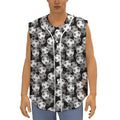Black And White Soccer Ball Print Sleeveless Baseball Jersey