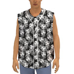 Black And White Soccer Ball Print Sleeveless Baseball Jersey