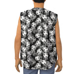 Black And White Soccer Ball Print Sleeveless Baseball Jersey
