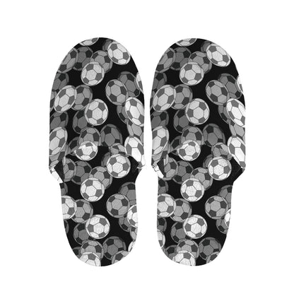 Black And White Soccer Ball Print Slippers