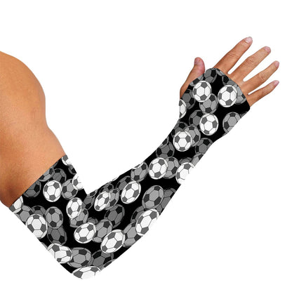 Black And White Soccer Ball Print Sun Protection Arm Sleeves