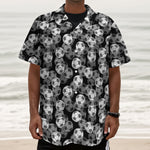 Black And White Soccer Ball Print Textured Short Sleeve Shirt