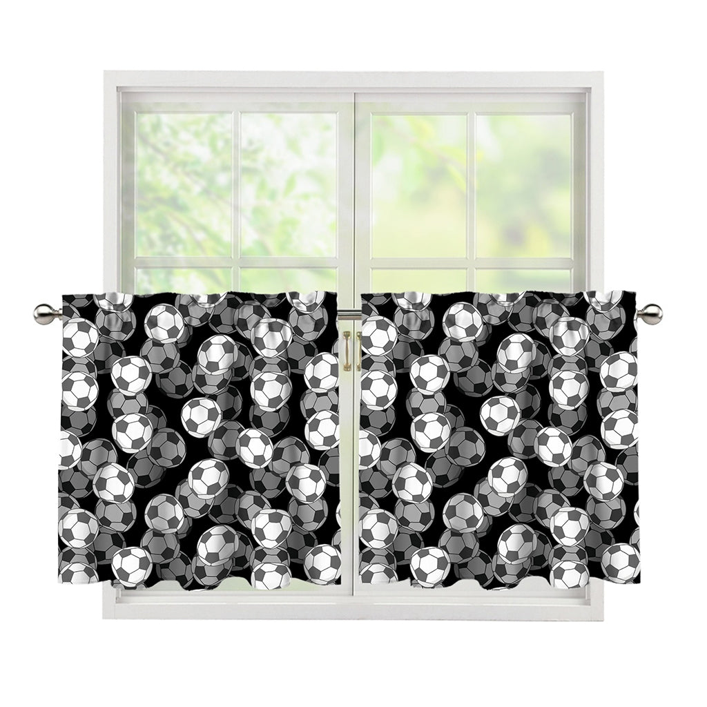Black And White Soccer Ball Print Tier Curtains