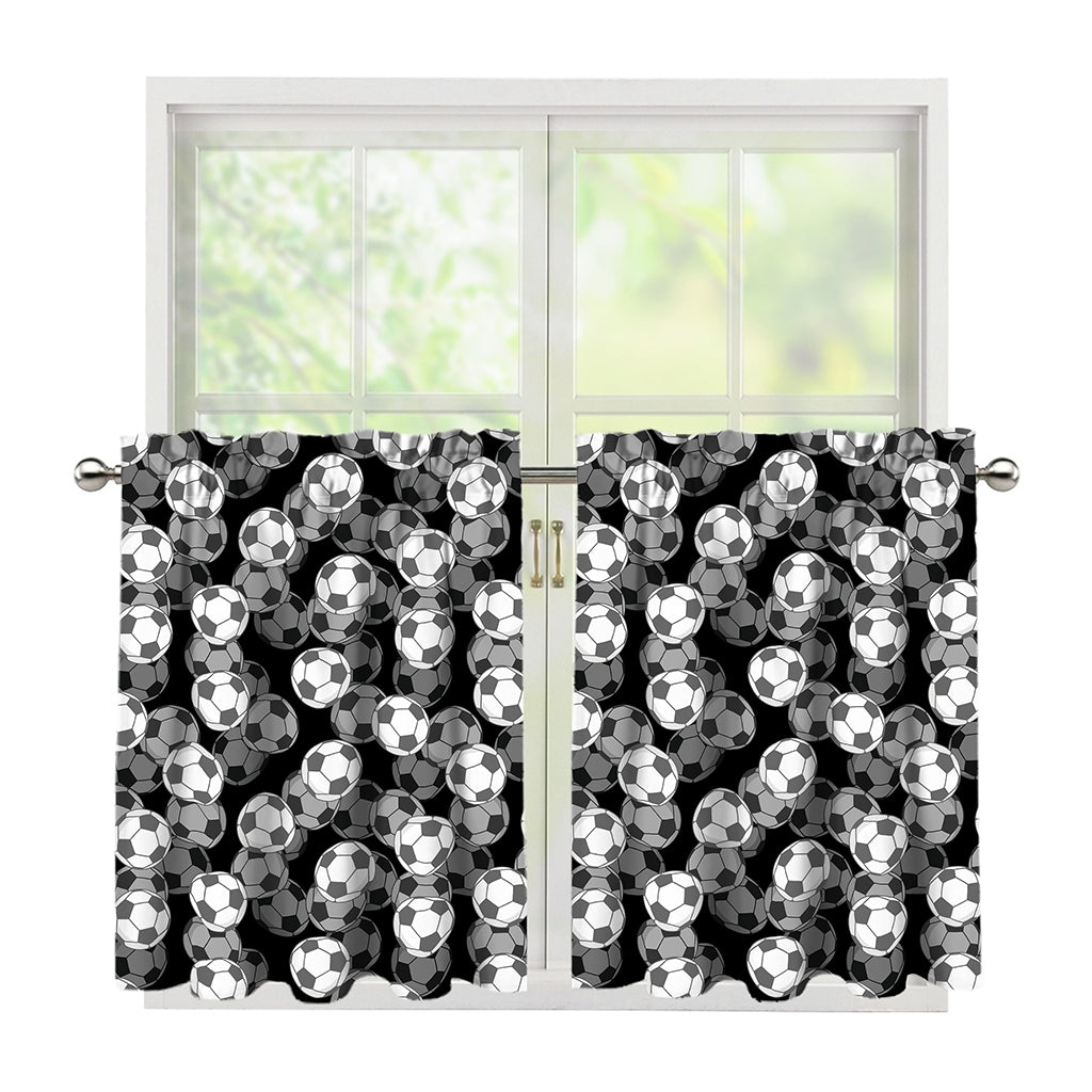 Black And White Soccer Ball Print Tier Curtains