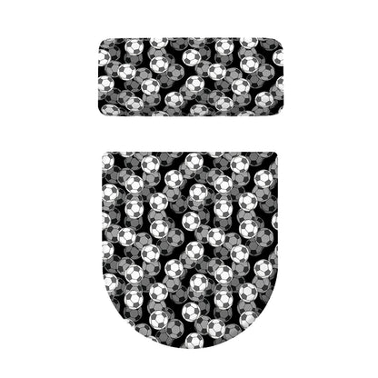 Black And White Soccer Ball Print Toilet Lid And Tank Cover Set