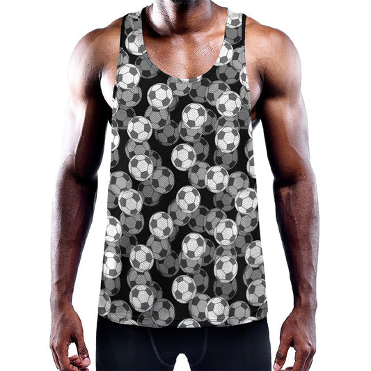 Black And White Soccer Ball Print Training Tank Top