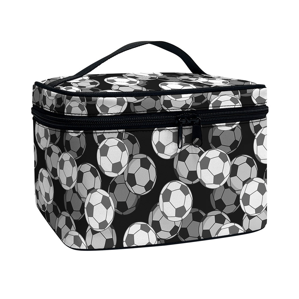 Black And White Soccer Ball Print Travel Makeup Bag