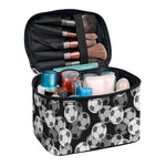 Black And White Soccer Ball Print Travel Makeup Bag