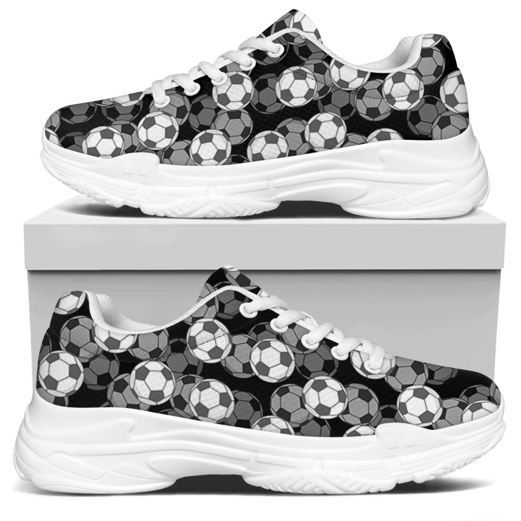Black And White Soccer Ball Print White Chunky Shoes