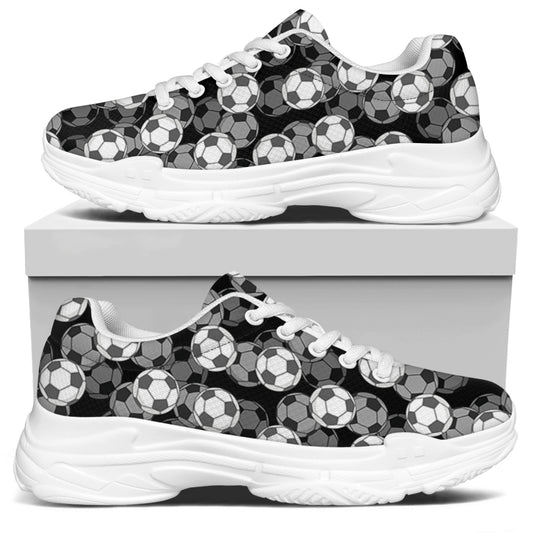 Black And White Soccer Ball Print White Chunky Shoes
