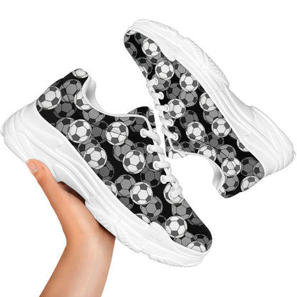 Black And White Soccer Ball Print White Chunky Shoes