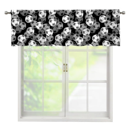 Black And White Soccer Ball Print Window Valance