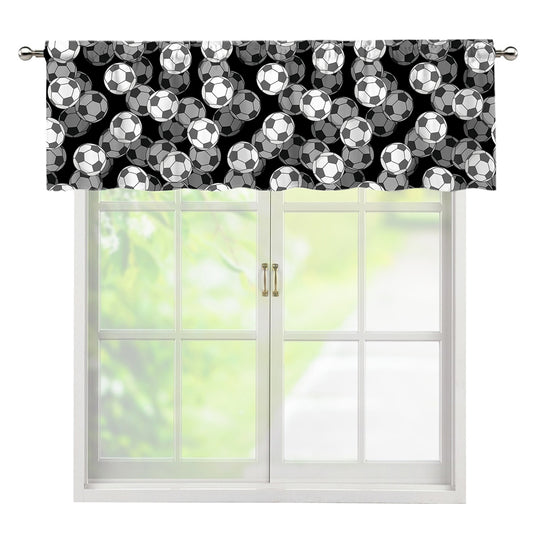 Black And White Soccer Ball Print Window Valance