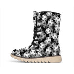 Black And White Soccer Ball Print Winter Boots