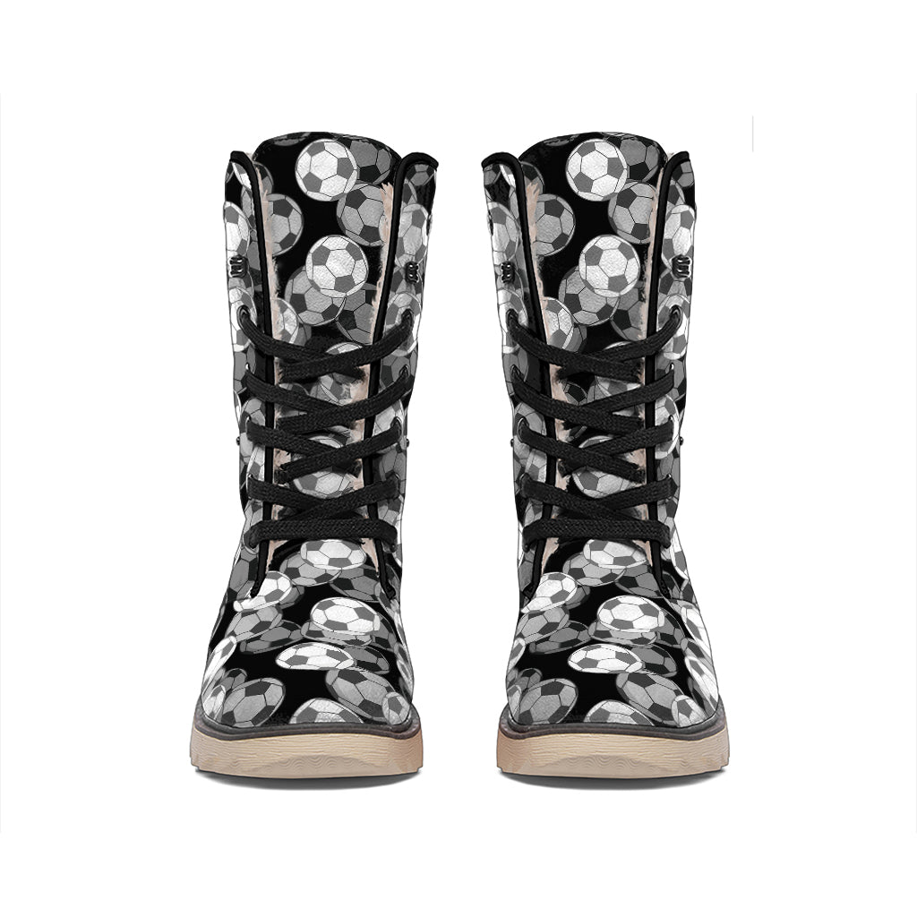 Black And White Soccer Ball Print Winter Boots