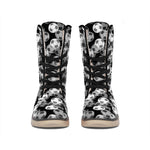 Black And White Soccer Ball Print Winter Boots