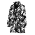 Black And White Soccer Ball Print Women's Bathrobe