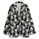 Black And White Soccer Ball Print Women's Blazer