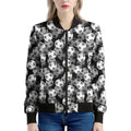 Black And White Soccer Ball Print Women's Bomber Jacket