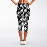 Black And White Soccer Ball Print Women's Capri Leggings